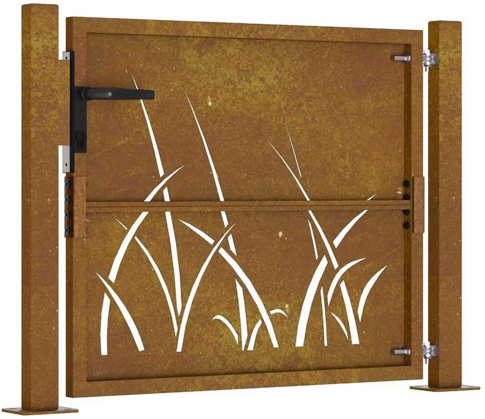 Sodo vartai, 105x80cm, corten plienas, žolės dizaino