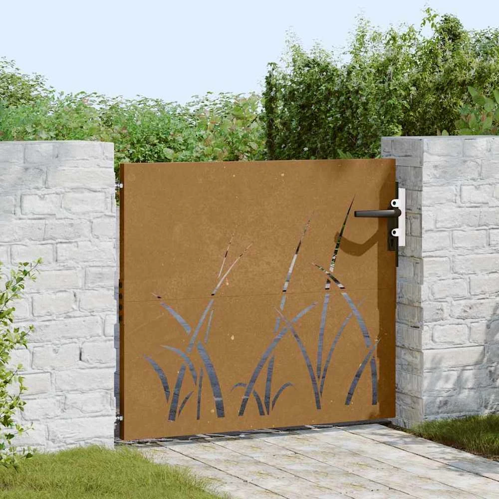 Sodo vartai, 85x100cm, corten plienas, žolės dizaino