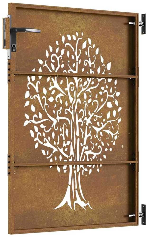 Sodo vartai, 85x125cm, corten plienas, medžio dizaino