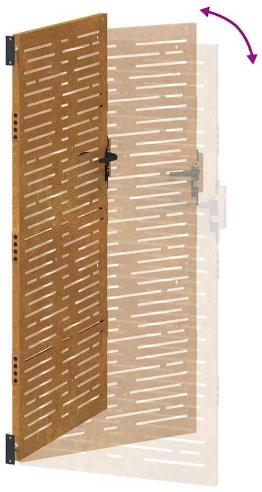 Sodo vartai, 85x175cm, corten plienas, kvadratų dizaino