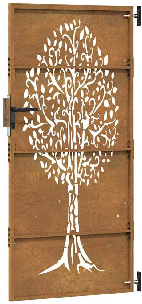 Sodo vartai, 85x175cm, corten plienas, medžio dizaino