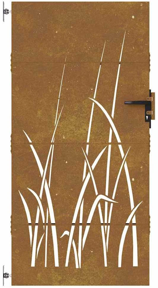 Sodo vartai, 85x175cm, corten plienas, žolės dizaino