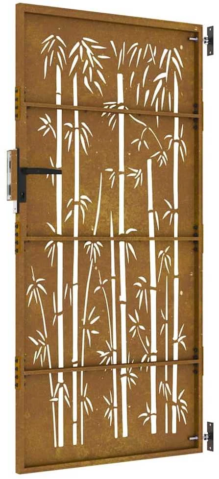 Sodo vartai, 85x200cm, corten plienas, bambuko dizaino