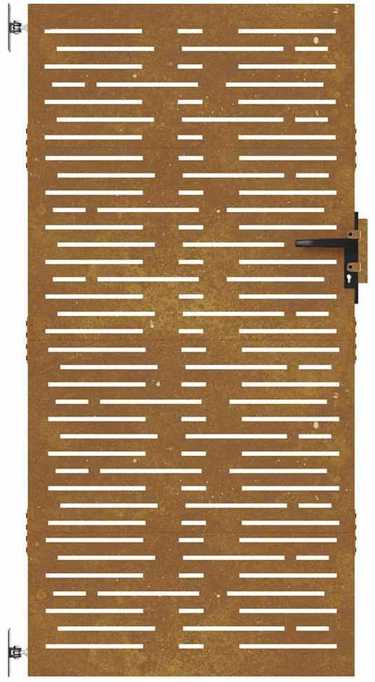 Sodo vartai, 85x200cm, corten plienas, kvadratų dizaino