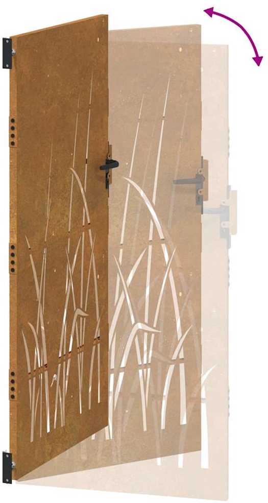 Sodo vartai, 85x200cm, corten plienas, žolės dizaino