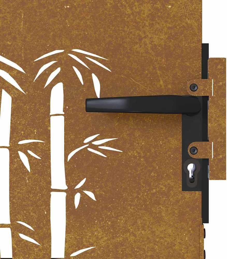 Sodo vartai, 85x75cm, corten plienas, bambuko dizaino