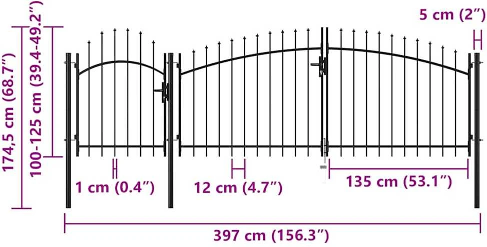Sodo vartai, juodos spalvos, 1,75x4m, plienas