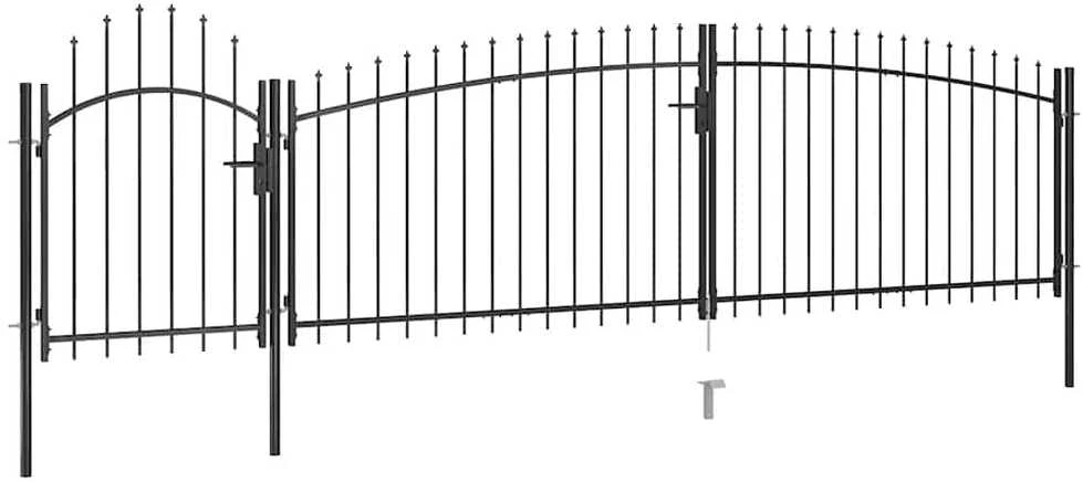 Sodo vartai su iečių viršugaliais, juodos spalvos, 5x1,75m