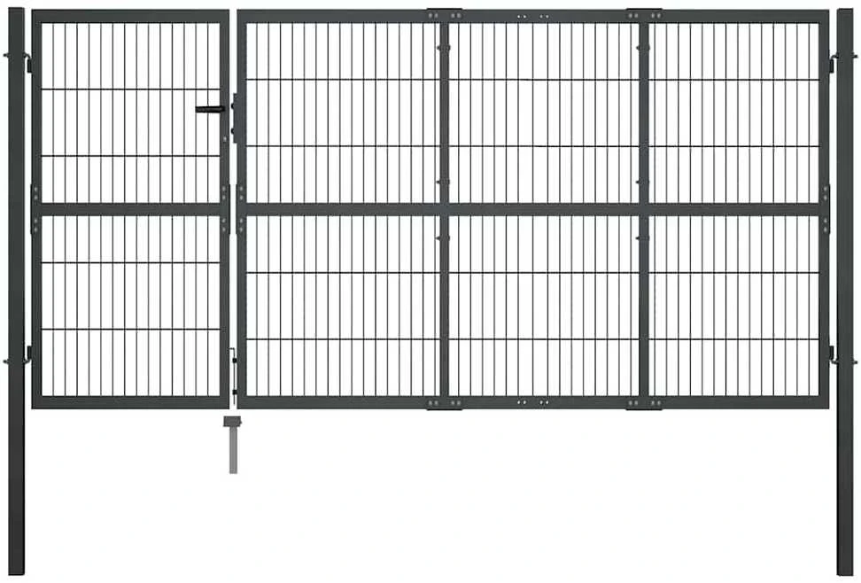 Sodo vartai su stulpais, antracito sp., 350x120 cm, plienas