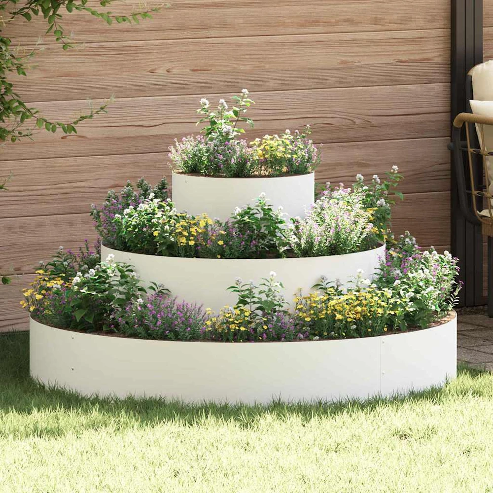 Sodo vazonas Balta 120 x 120 x 20 cm Šaltai valcuotas plienas