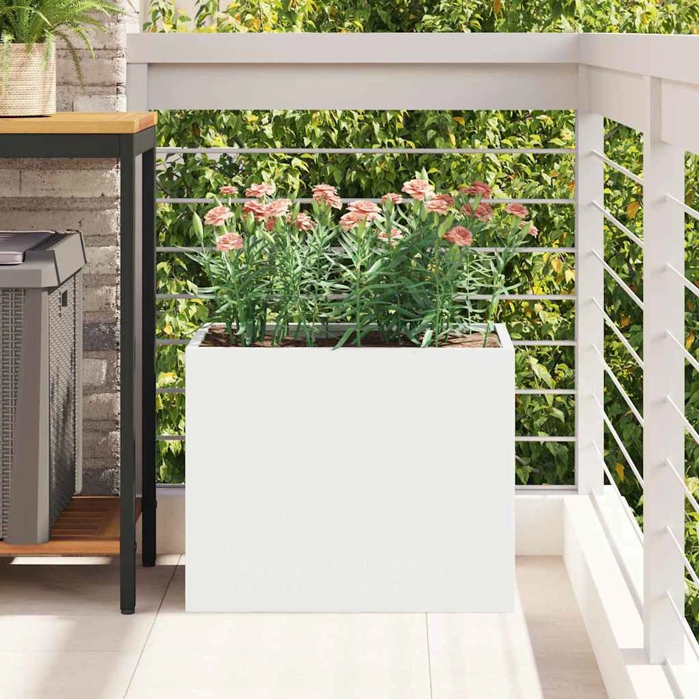 Sodo vazonas Balta 50 x 32 x 40 cm Šaltai valcuotas plienas