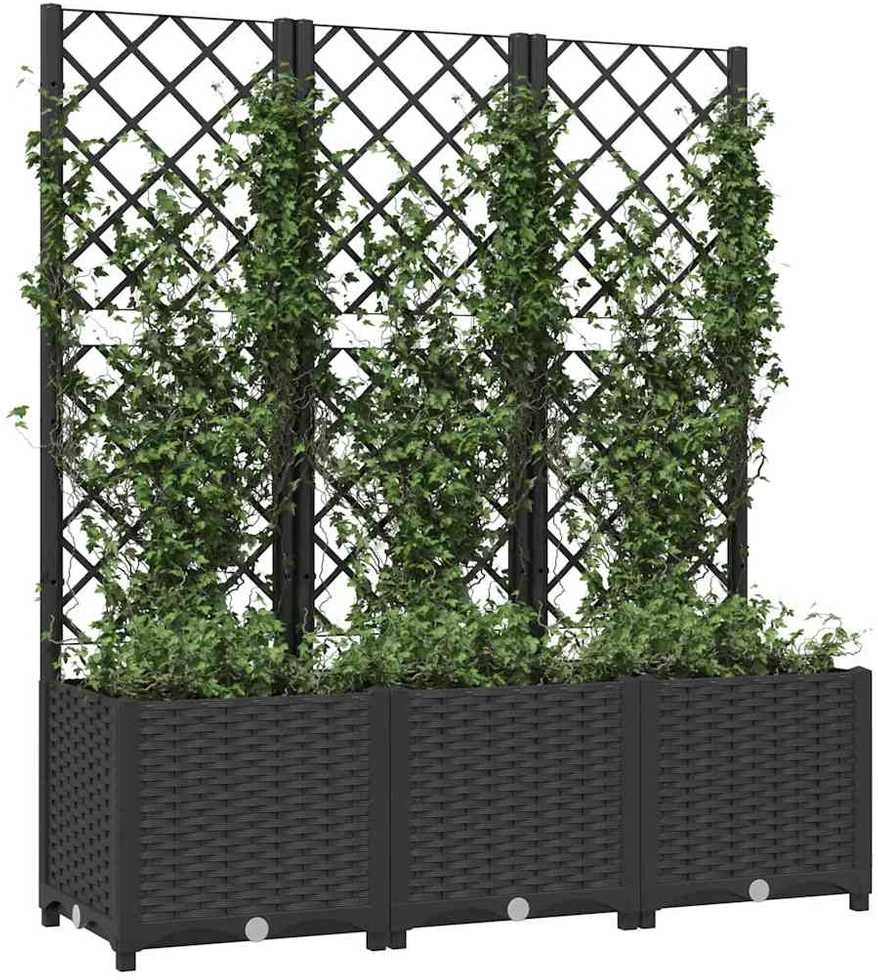 Sodo lovelis su treliažu, juodos spalvos, 120x40x136cm, PP