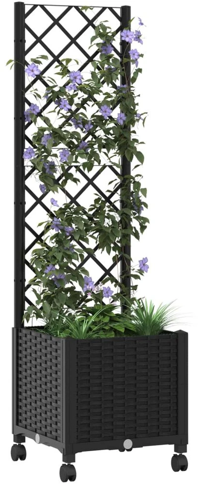Sodo vazonas su treliu ir ratais Juoda 40 x 40 x 146 cm PP