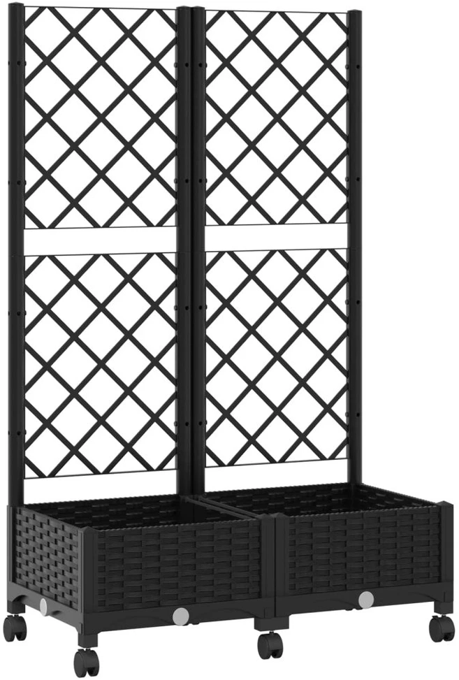Sodo vazonas su treliu ir ratais Juoda 80 x 40 x 131,5 cm PP