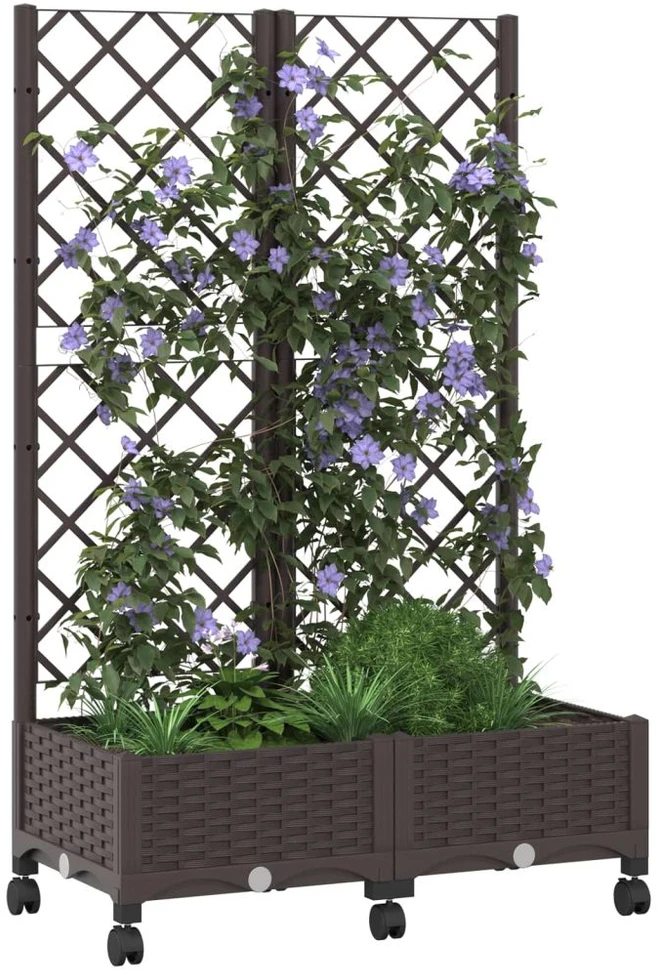Sodo vazonas su treliu ir ratais Ruda 80 x 40 x 131,5 cm PP