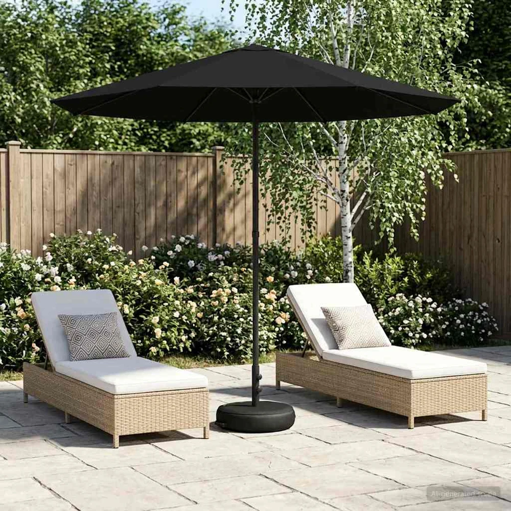 Sodų skėtis su baze 230 x 230 cm Poliesteris Stačiakampio Juoda