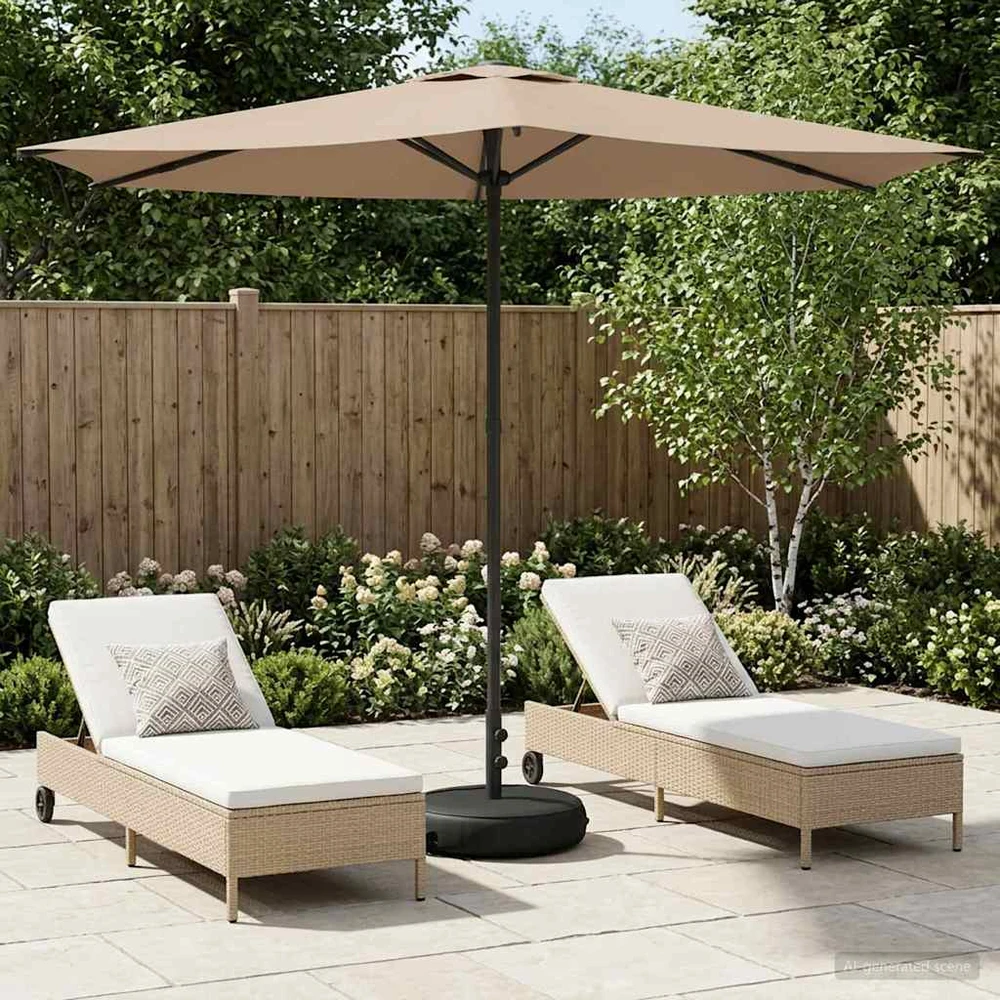 Sodų skėtis su baze 270 x 270 cm Poliesteris Stačiakampio Taupe