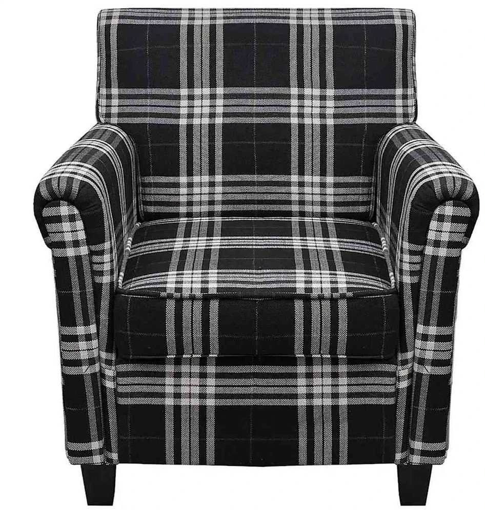Fotelis Sofa-kėdė su pagalve, juodos spalvos, audinys