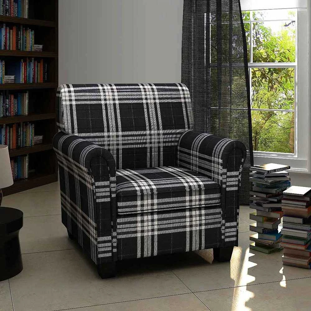 Fotelis Sofa-kėdė su pagalve, juodos spalvos, audinys