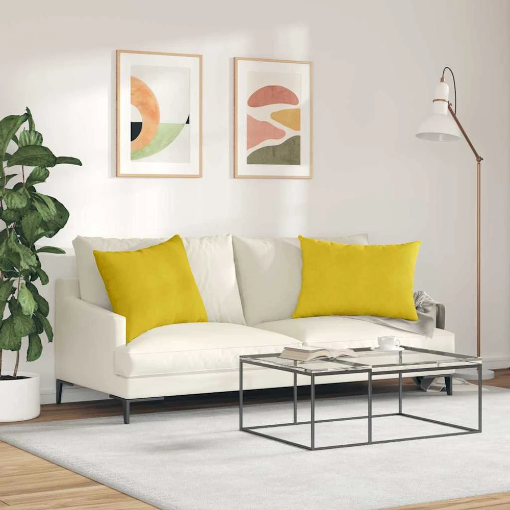 Sofa Pagalvės 2 pcs Geltona 70 x 50 cm Kordūrinis audinys