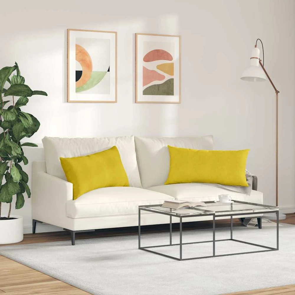 Sofa Pagalvės 2 pcs Geltona 80 x 40 cm Kordūrinis audinys