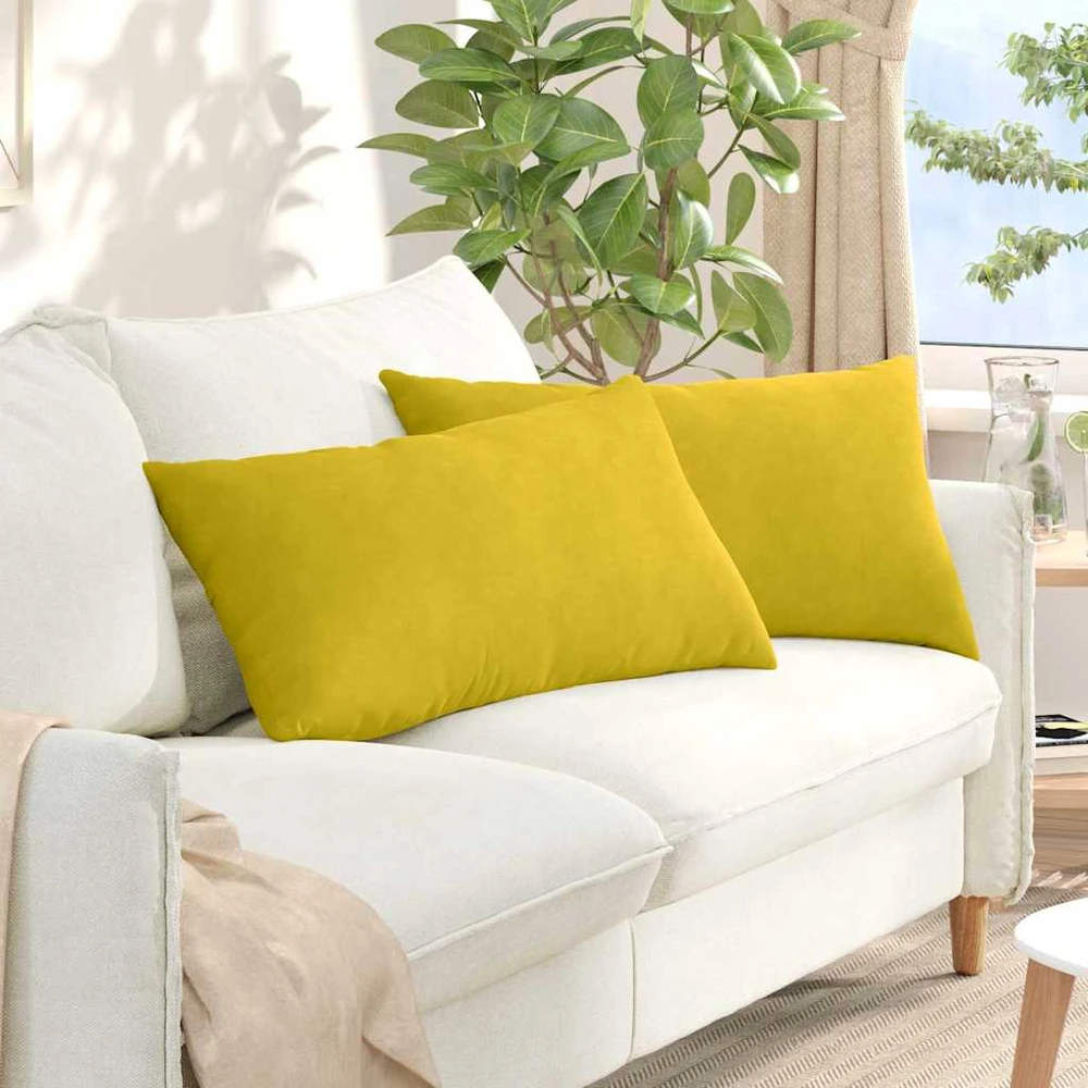 Sofa Pagalvės 2 pcs Geltona 80 x 40 cm Kordūrinis audinys