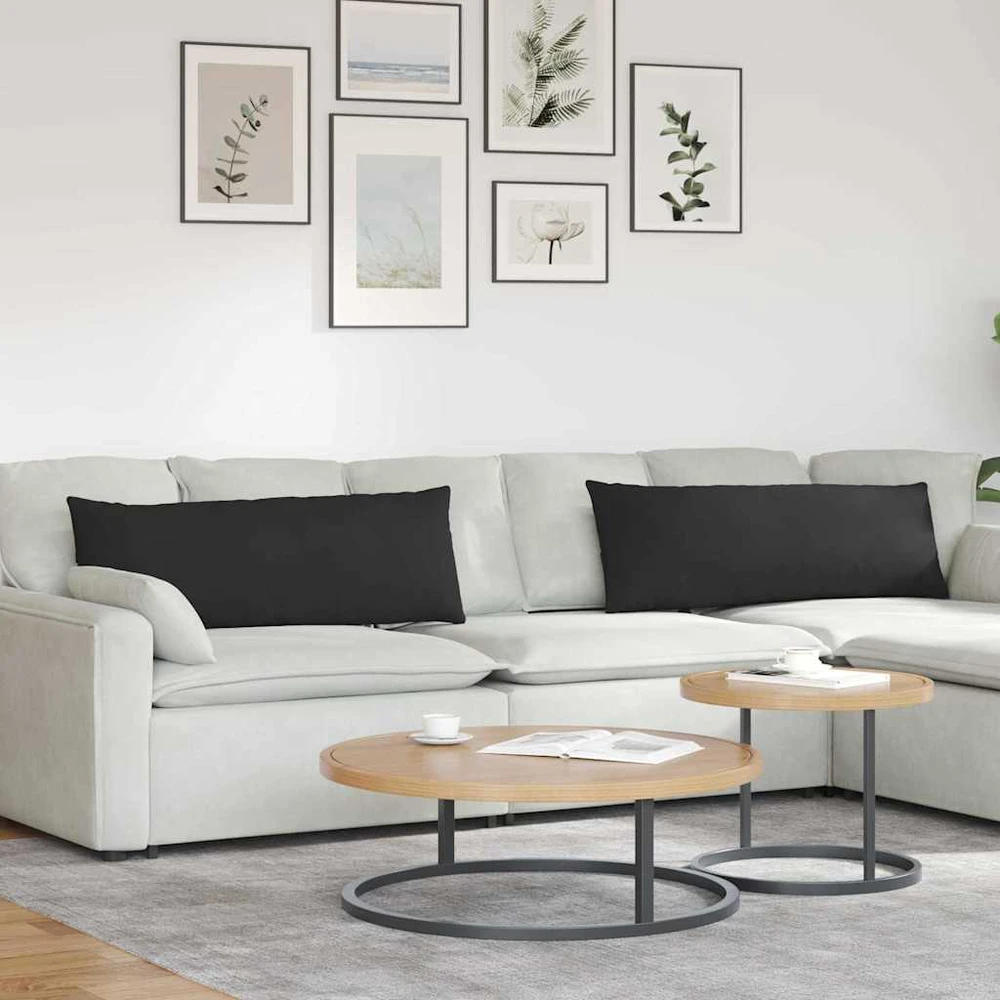 Sofa Pagalvės 2 vnt. audinys Juoda 120 x 40 cm
