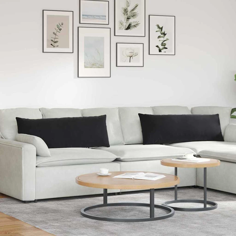 Sofa Pagalvės 2 pcs Juoda 120 x 40 cm Kordūrinis audinys