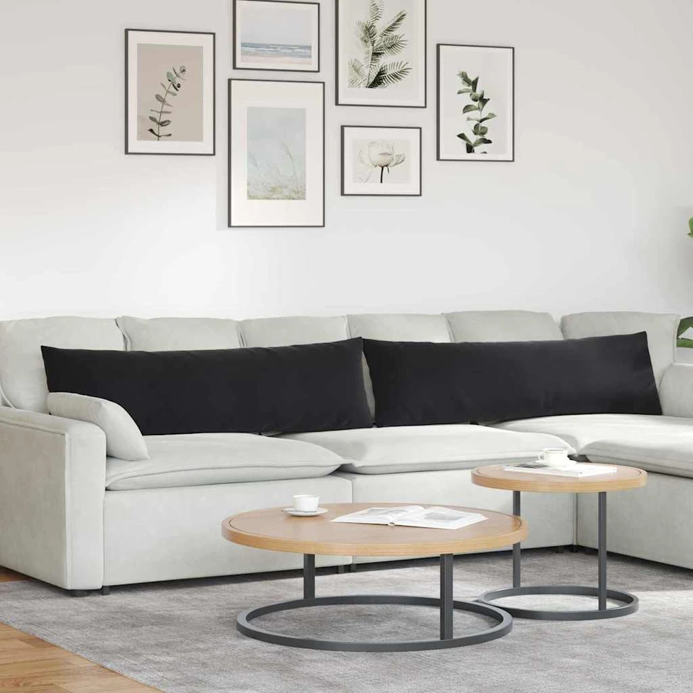 Sofa Pagalvės 2 pcs Juoda 145 x 40 cm Kordūrinis audinys