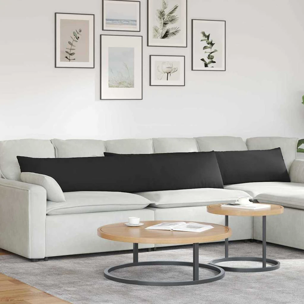 Sofa Pagalvės 2 vnt. audinys Juoda 200 x 40 cm
