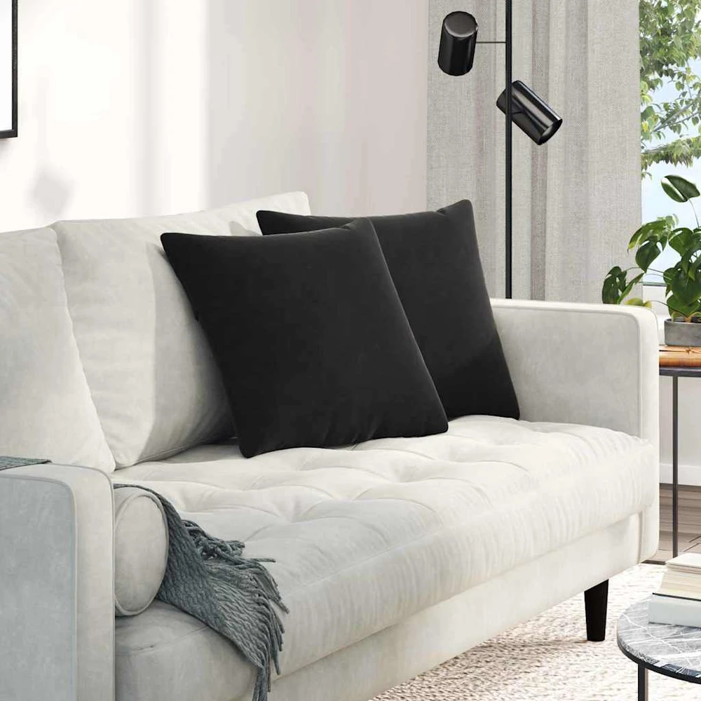 Sofa Pagalvės 2 pcs Juoda 45 x 45 cm Kordūrinis audinys