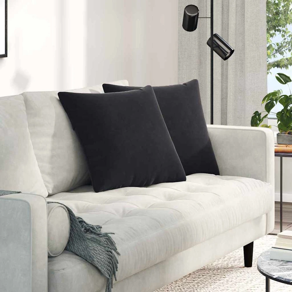 Sofa Pagalvės 2 pcs Juoda 50 x 50 cm Kordūrinis audinys