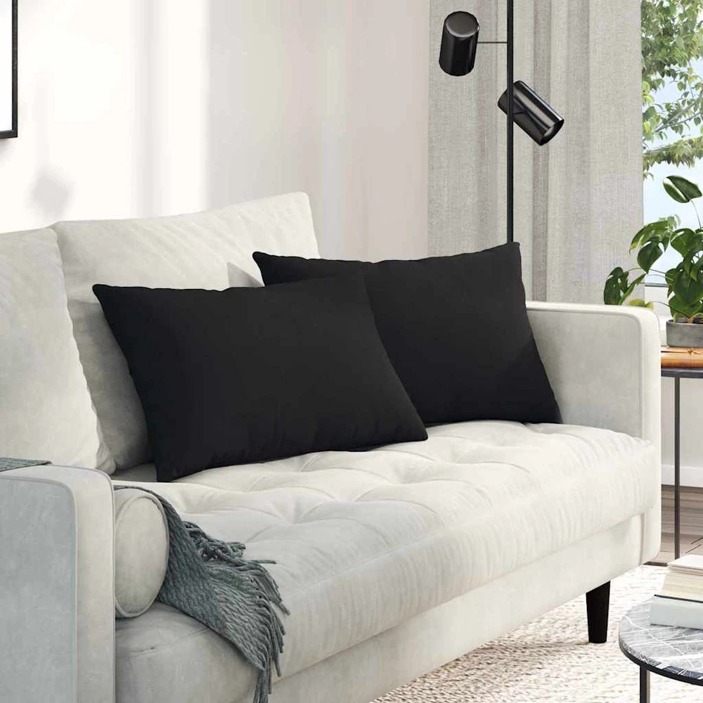 Sofa Pagalvės 2 vnt. audinys Juoda 60 x 40 cm