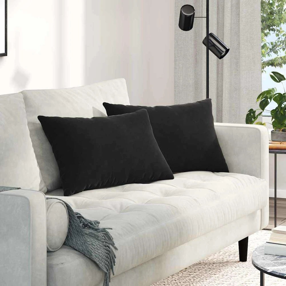 Sofa Pagalvės 2 pcs Juoda 60 x 40 cm Kordūrinis audinys