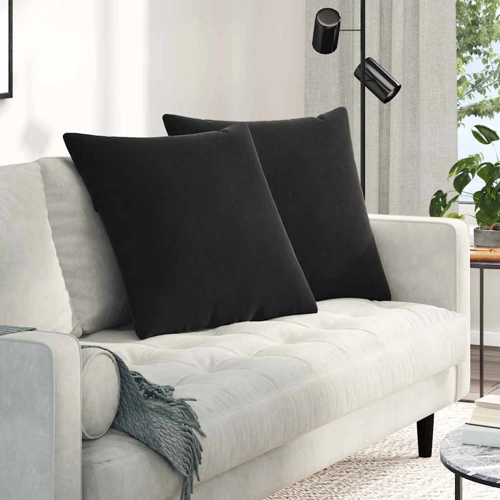 Sofa Pagalvės 2 pcs Juoda 60 x 60 cm Kordūrinis audinys