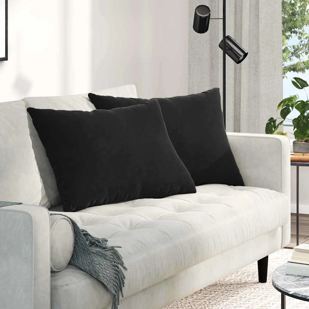 Sofa Pagalvės 2 pcs Juoda 70 x 50 cm Kordūrinis audinys