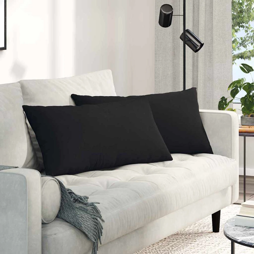 Sofa Pagalvės 2 vnt. audinys Juoda 80 x 40 cm
