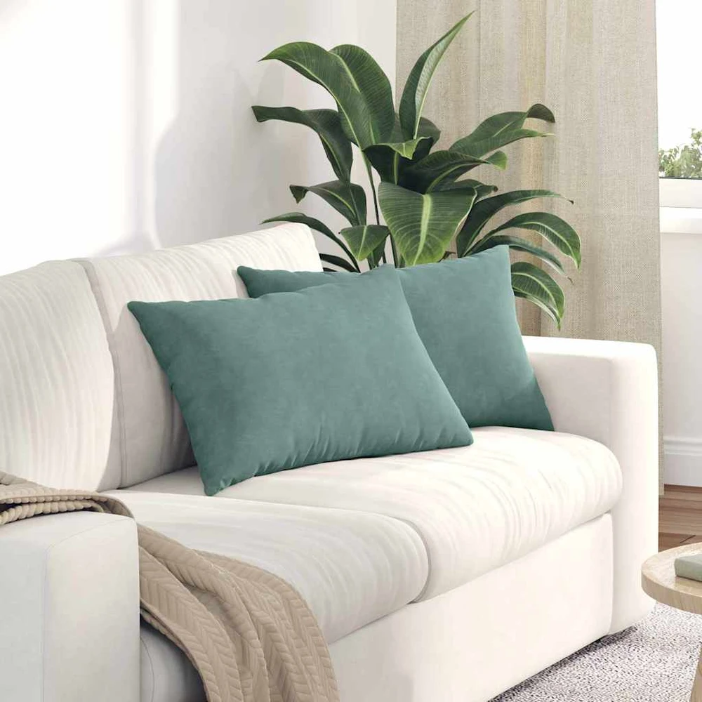 Sofa Pagalvės 2 pcs Jūrinė žalia 60 x 40 cm Kordūrinis audinys