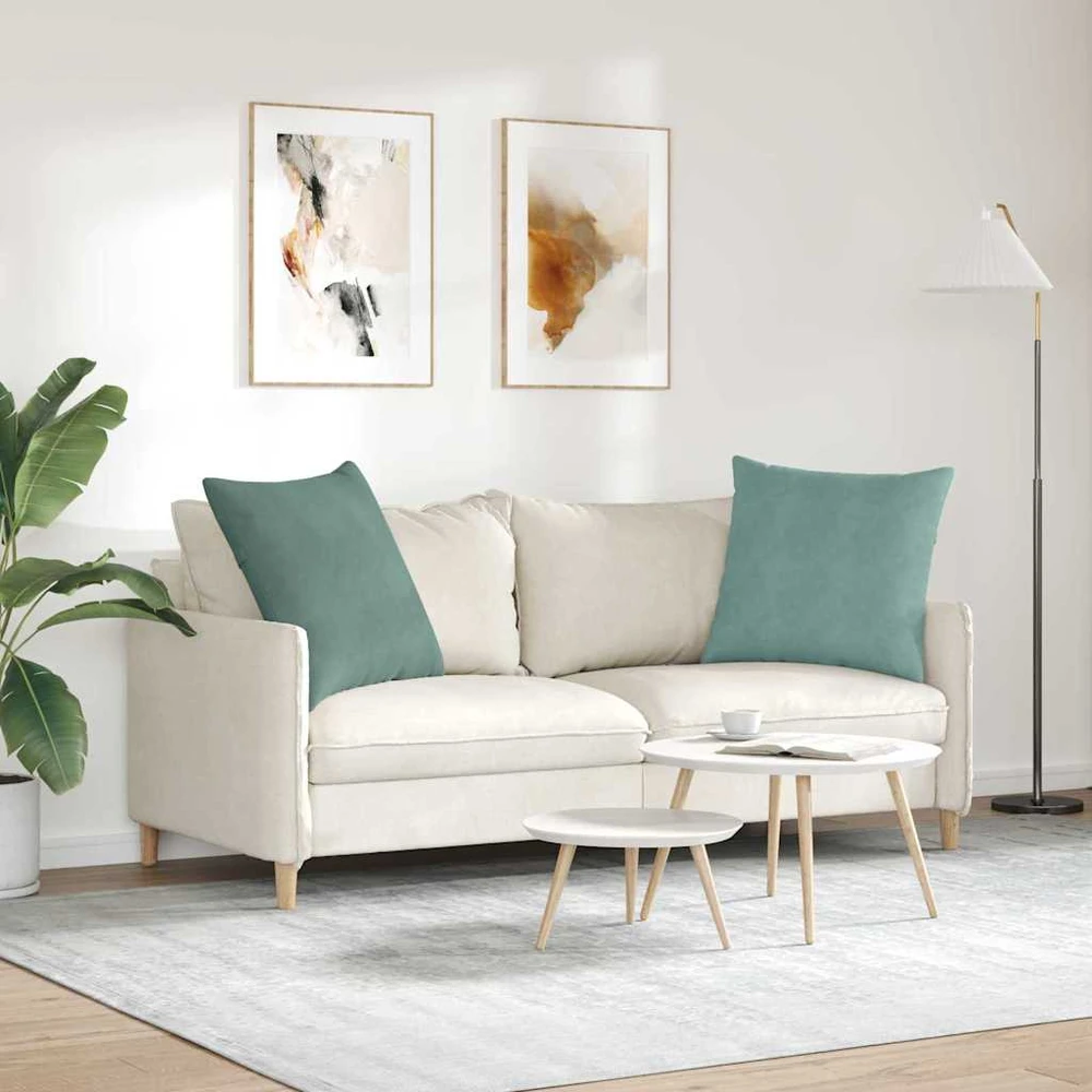 Sofa Pagalvės 2 pcs Jūrinė žalia 80 x 80 cm Kordūrinis audinys