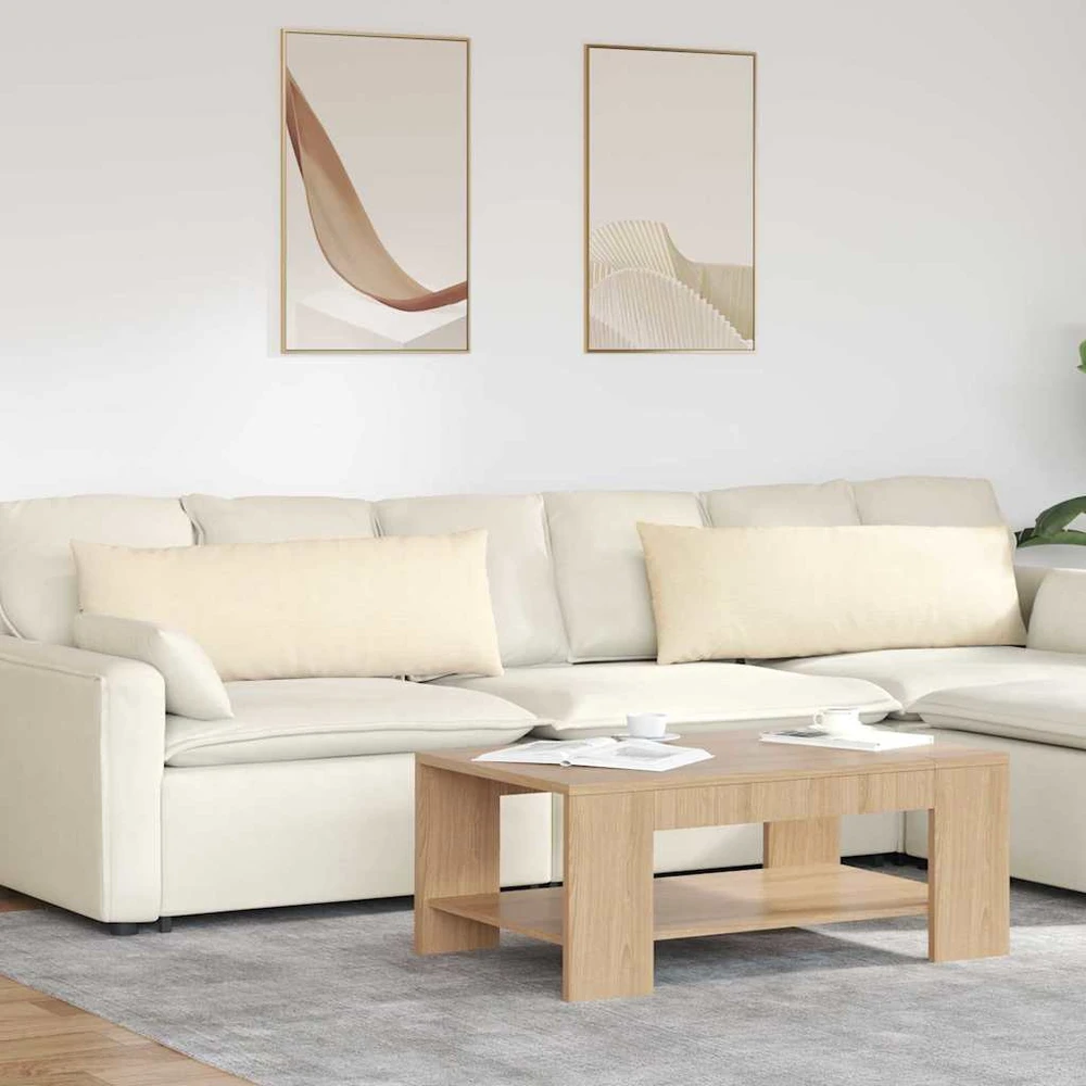 Sofa Pagalvės 2 pcs Kreminė 120 x 40 cm Kordūrinis audinys