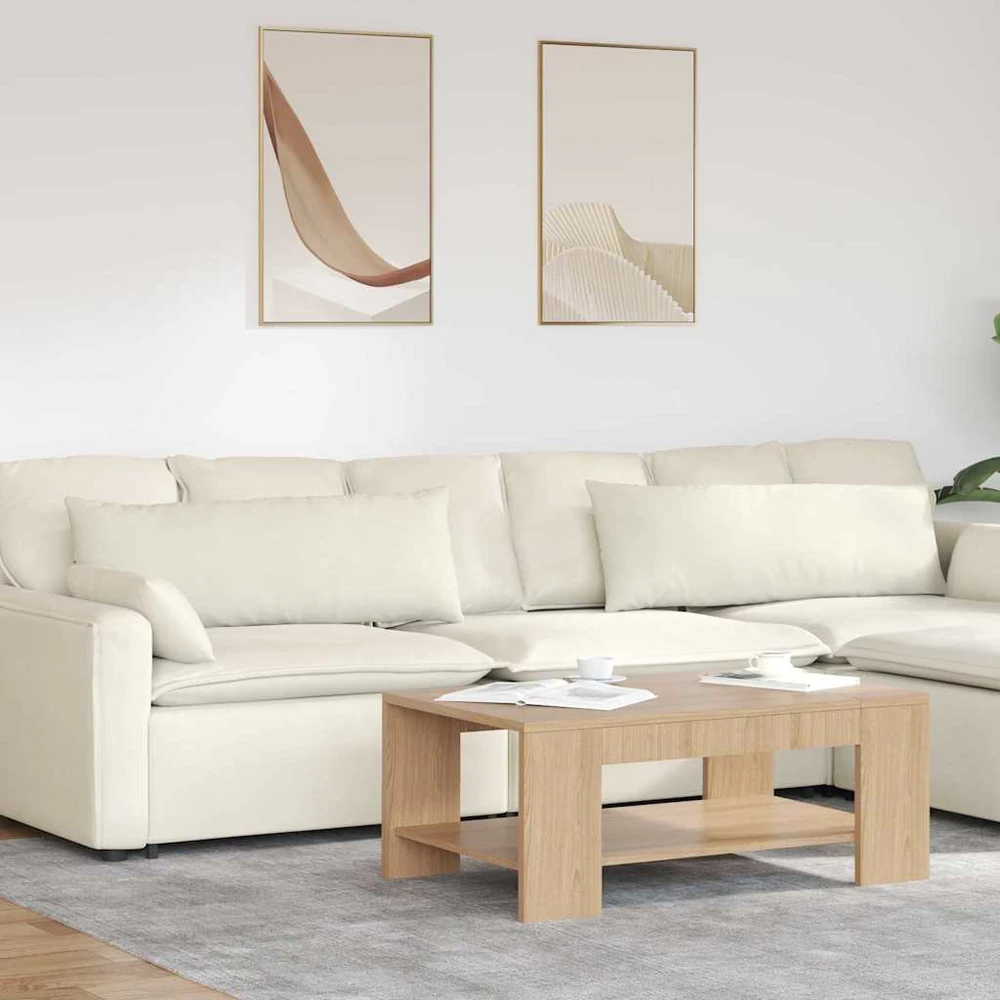 Sofa Pagalvės 2 pcs Kreminė 120 x 40 cm Kordūrinis audinys