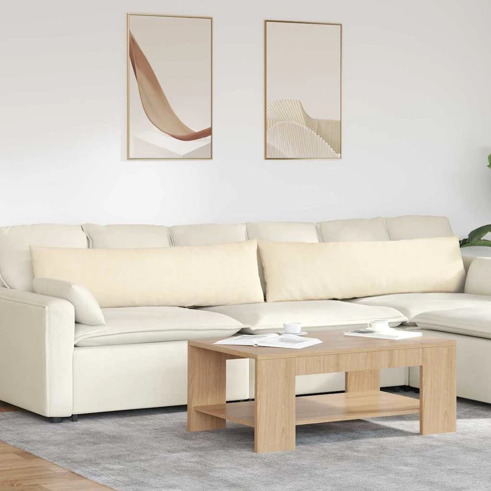 Sofa Pagalvės 2 pcs Kreminė 145 x 40 cm Kordūrinis audinys
