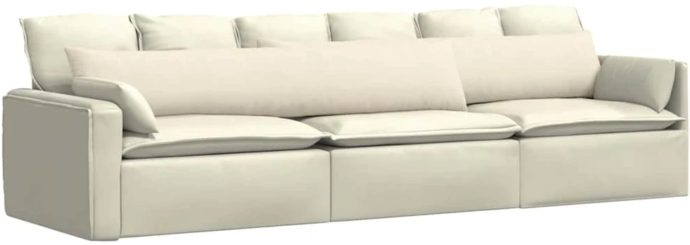 Sofa Pagalvės 2 pcs Kreminė 200 x 40 cm Kordūrinis audinys