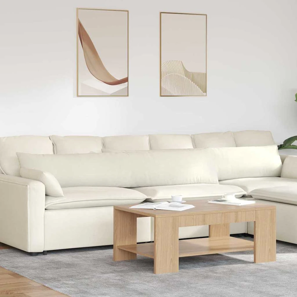 Sofa Pagalvės 2 pcs Kreminė 200 x 40 cm Kordūrinis audinys