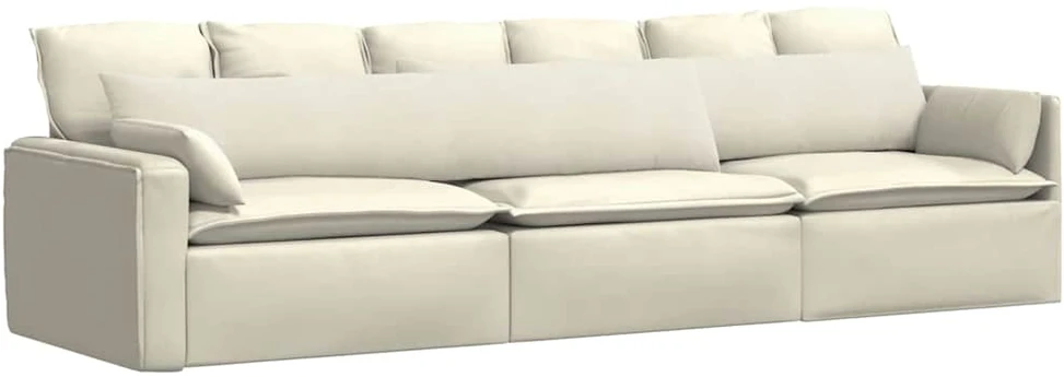Sofa Pagalvės 2 pcs Kreminė 200 x 40 cm Kordūrinis audinys