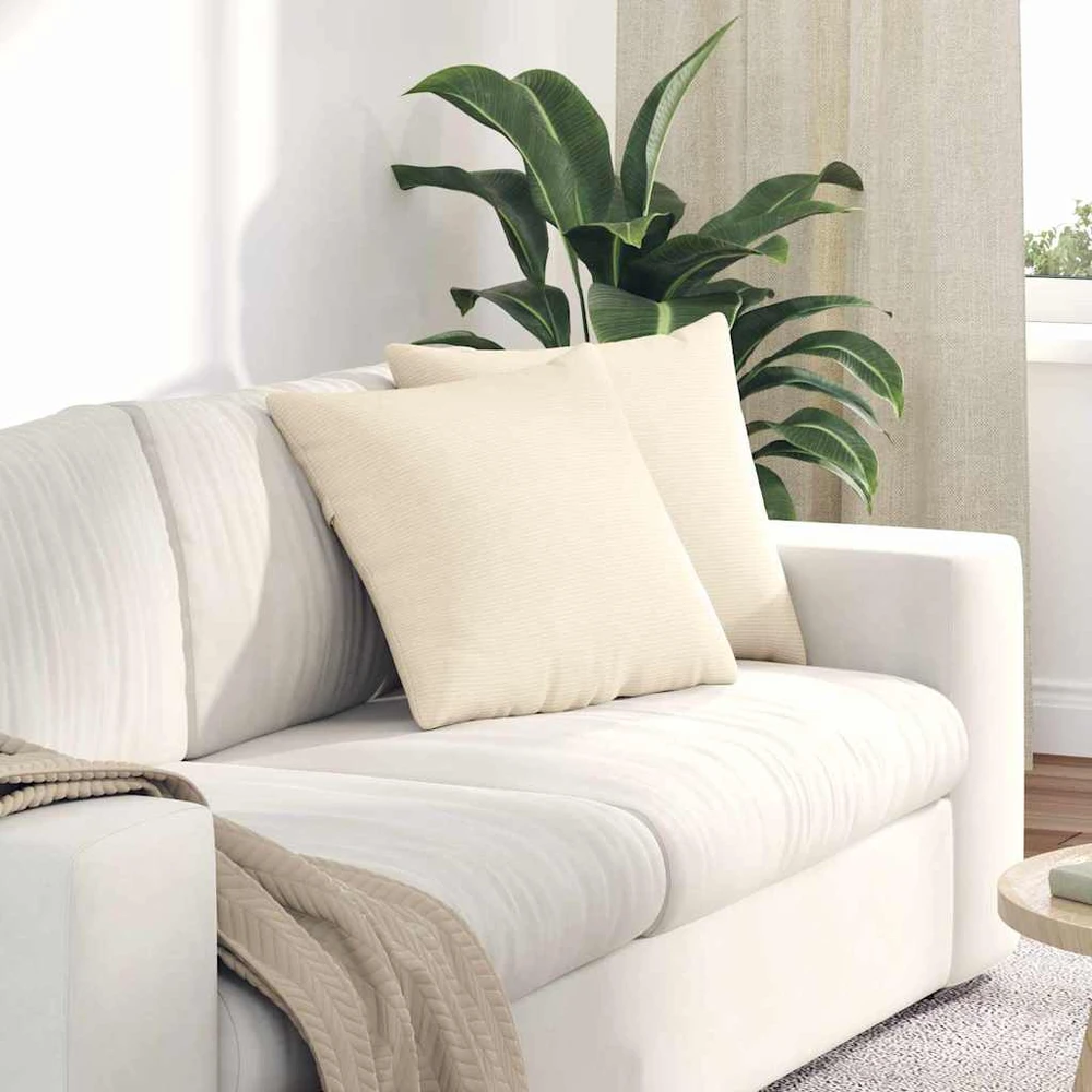 Sofa Pagalvės 2 pcs Kreminė 45 x 45 cm Kordūrinis audinys