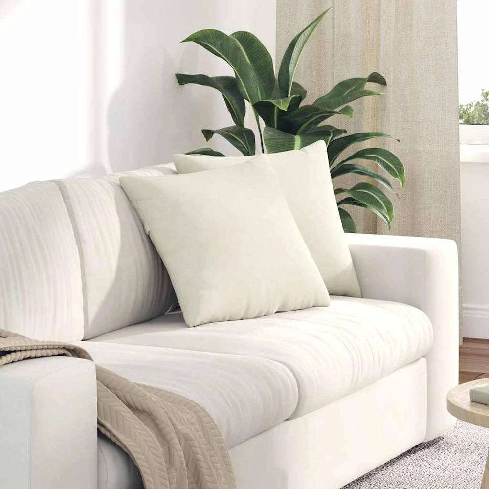 Sofa Pagalvės 2 pcs Kreminė 45 x 45 cm Kordūrinis audinys