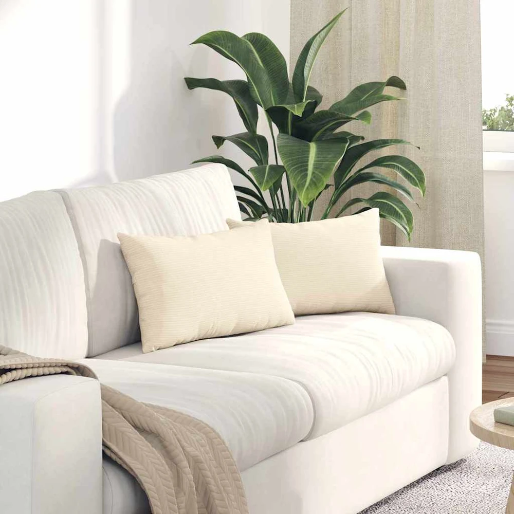 Sofa Pagalvės 2 pcs Kreminė 50 x 30 cm Kordūrinis audinys