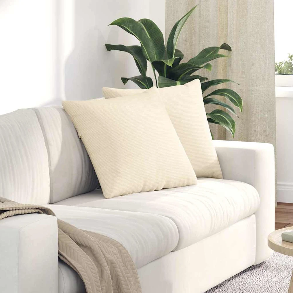 Sofa Pagalvės 2 pcs Kreminė 50 x 50 cm Kordūrinis audinys