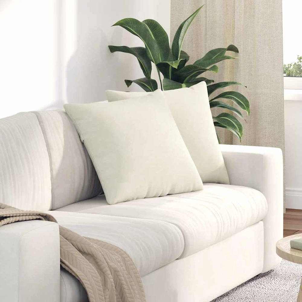 Sofa Pagalvės 2 vnt. Kreminė 50 x 50 cm Kordūrinis audinys